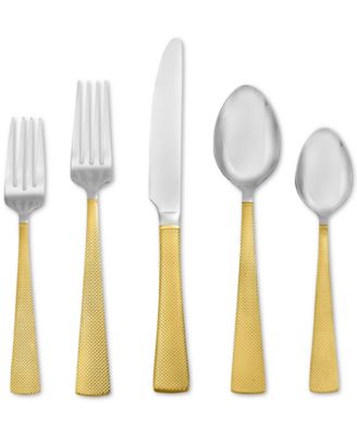 Hampton Forge - Argent Orf&egrave;vres Collection 18/10 Stainless Steel 20-Pc. Broadway Gold Flatware Set