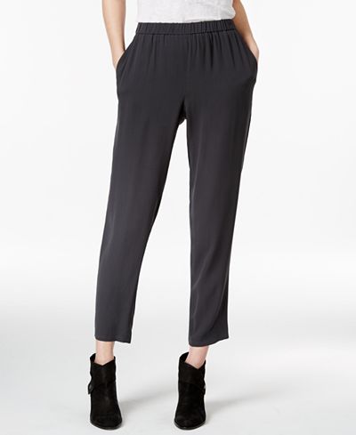 Eileen Fisher Silk Georgette Crepe Ankle Pants