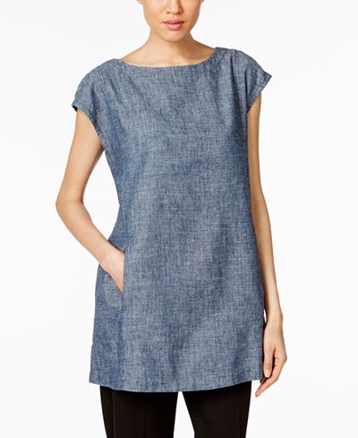 Eileen Fisher Hemp-Organic Cotton Chambray Tunic