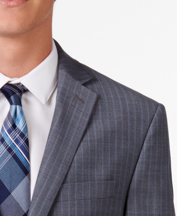 Ryan Seacrest Distinction Men's Slim-Fit Gray/Blue Double Stripe Suit ...