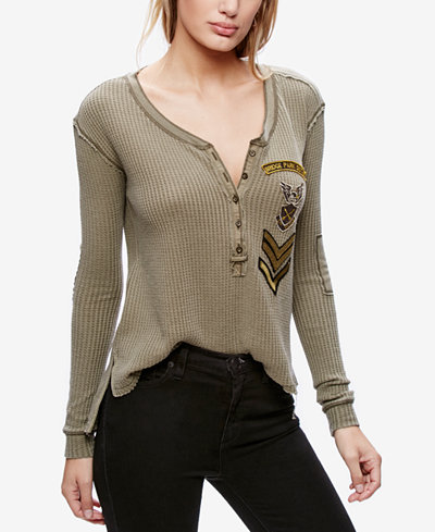 Free People Bridget Cotton Embroidered Henley