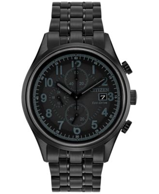 Citizen - Men's Eco-Drive Chronograph Black Stainless Steel Bracelet Watch 42mm CA0625-55E