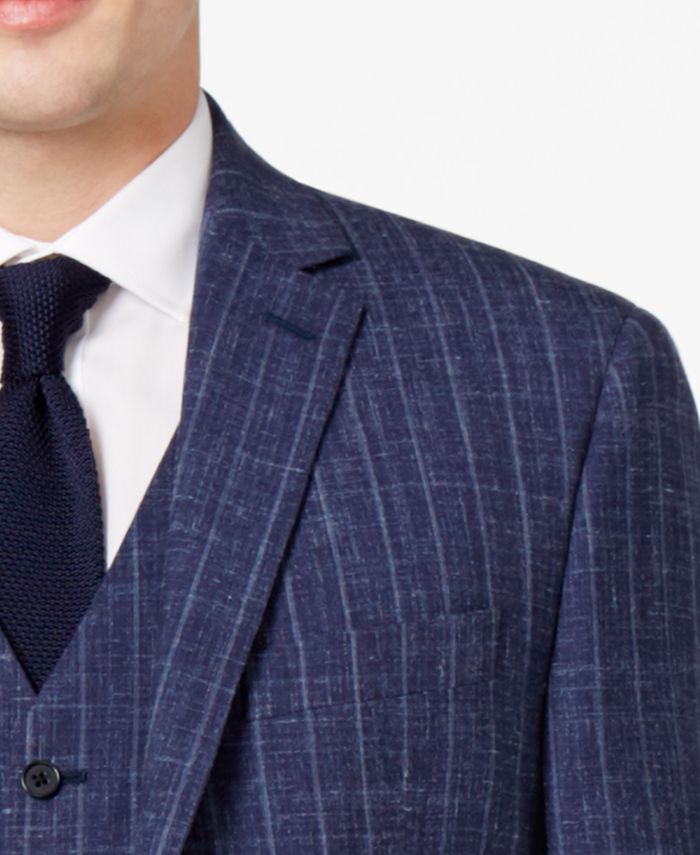 Ryan Seacrest Distinction Men's Slim-Fit Blue Chalk Stripe Suit Jacket ...