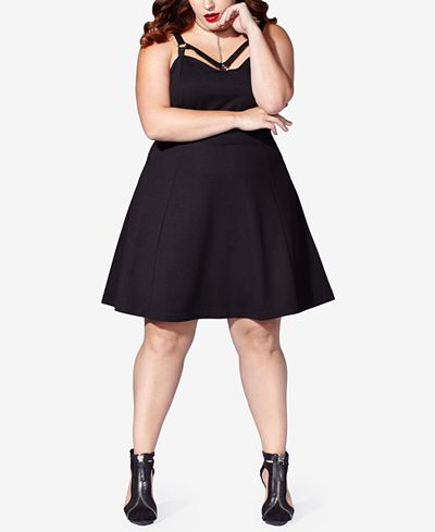 MBLM by Tess Holliday Trendy Plus Size Strappy Fit & Flare Dress