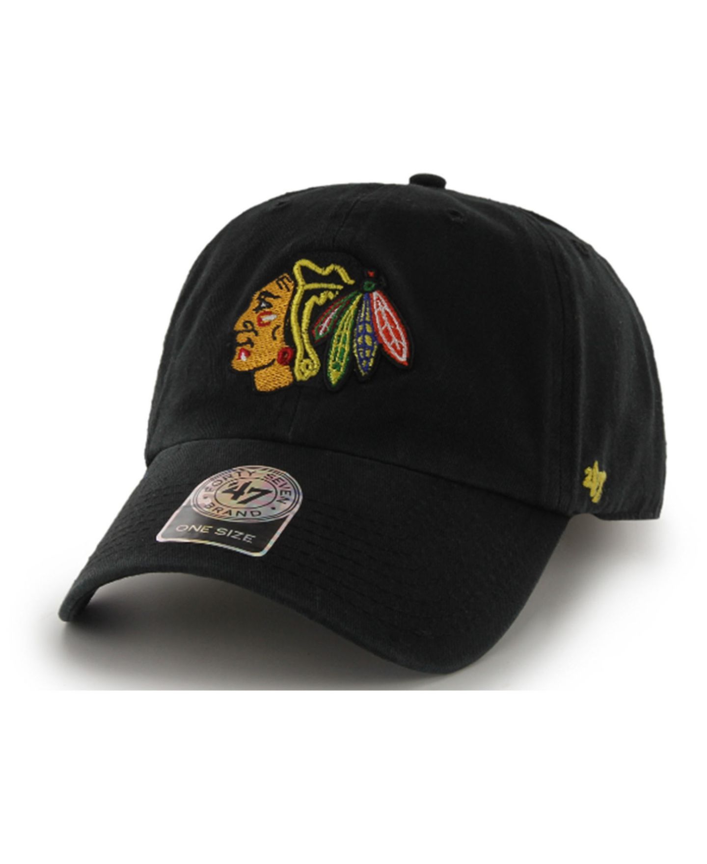 Мужская кепка '47 Brand Black Chicago Blackhawks Team Clean Up Adjustable Hat — фото 1