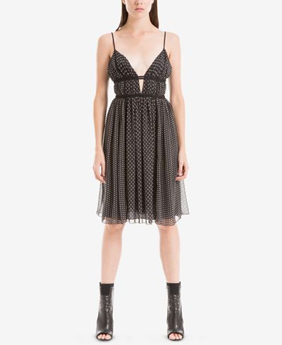 Max Studio London Plunging Mixed-Print Dress