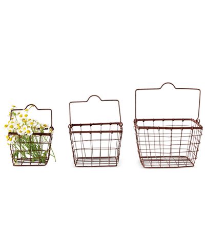 Square Metal Baskets, Set of 3
