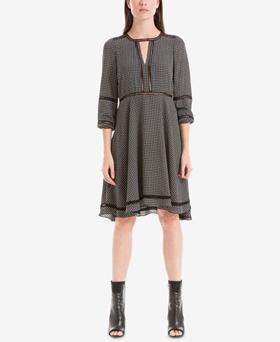 Max Studio London Printed Crochet-Trim Dress