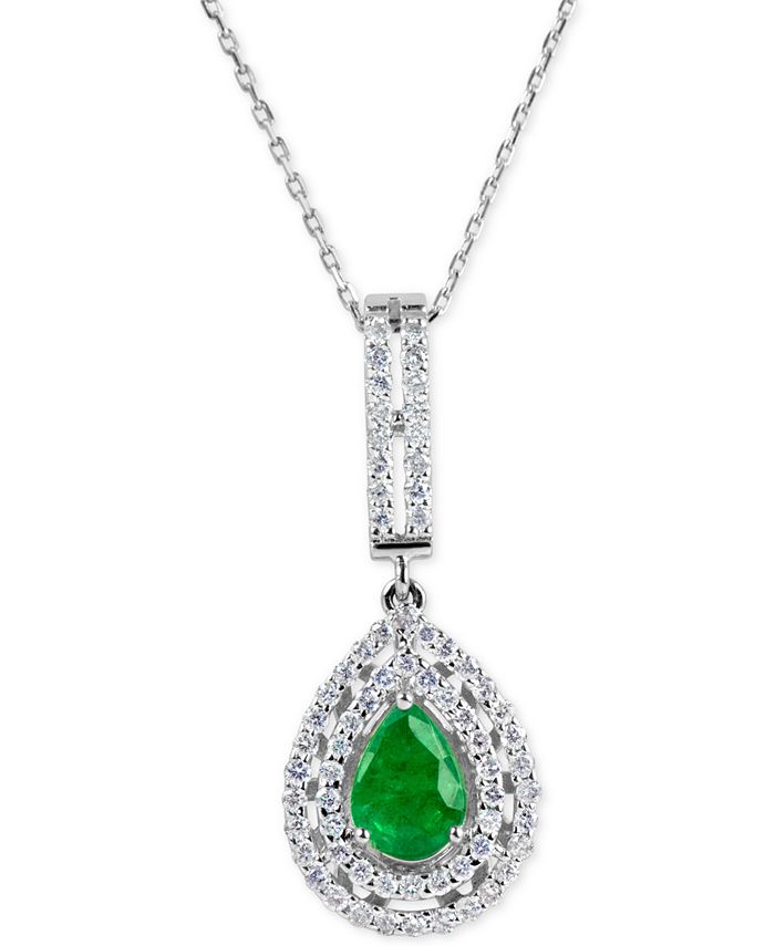 Macy's Emerald (9/10 ct. t.w.) and Diamond (5/8 ct. t.w.) Pendant
