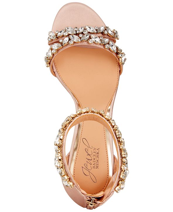 badgley mischka crystal embellished quarter strap pump
