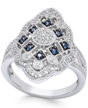 image of Sapphire (1/7 ct. t.w.) and Diamond (1/7 ct. t.w.) Ring in Sterling Silver