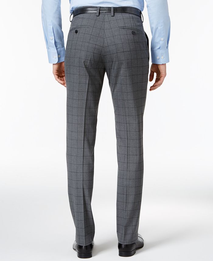 Cole Reaction Men's SlimFit Stretch Gray Windowpane Dress