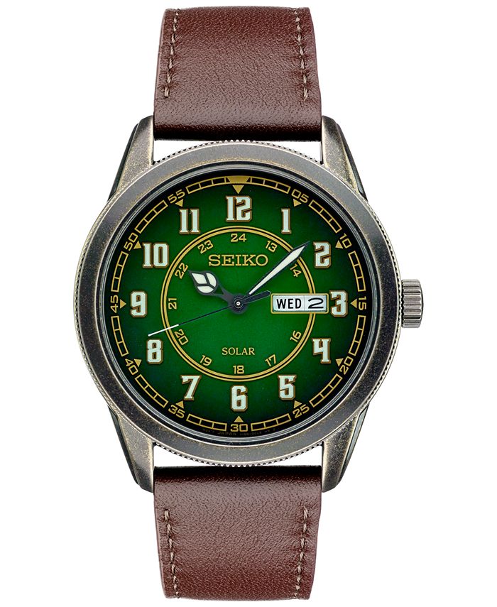Seiko men's solar recraft stainless steel leather strap hotsell watch