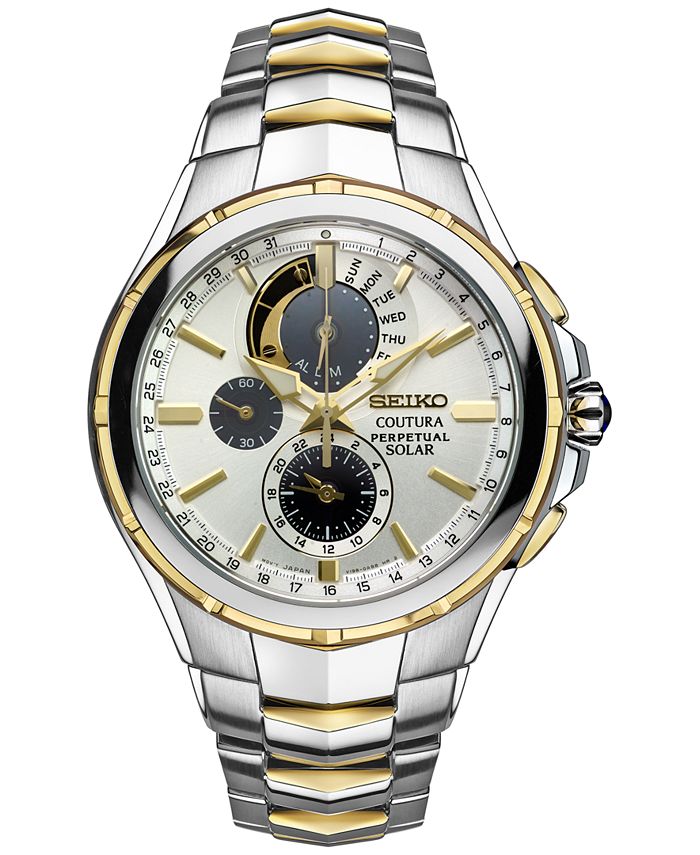 Seiko Men's Coutura Perpetual Chronograph Solar Two-Tone Stainless Steel  Bracelet Watch 44mm SSC560 & Reviews - All Fine Jewelry - Jewelry & Watches  - Macy's