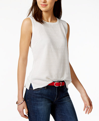 Tommy Hilfiger Crochet-Contrast Shell, Only at Macy's