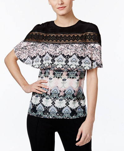 YYIGAL Printed Lace-Inset Cape Top, a Macy's Exclusive Style