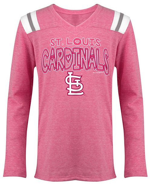 5th Ocean St Louis Cardinals Heart Pink Long Sleeve T Shirt