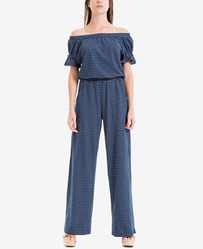 Max Studio London Cotton Off-The-Shoulder Wide-Leg Jumpsuit