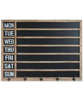 3R Studio - Wood-Framed Wall Weekday Chalkboard with 5 Metal Hooks