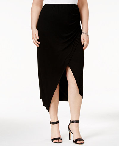 WHITESPACE Trendy Plus Asymmetrical Midi Skirt