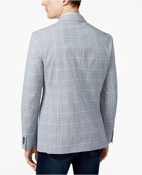 Michael Kors Men's Slim-Fit Blue Plaid Sport Coat & Reviews - Blazers ...