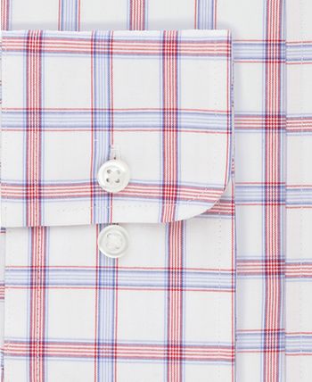 Tommy Hilfiger Men's Classic Fit Check Dress Shirt Red Size 17X34-35