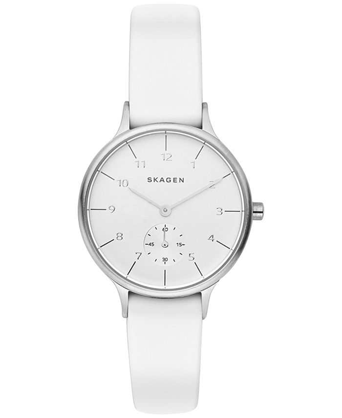Skagen Women s Chronograph Anita White Silicone Strap Watch 34mm