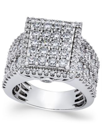 Diamond Square Cluster Engagement Ring 