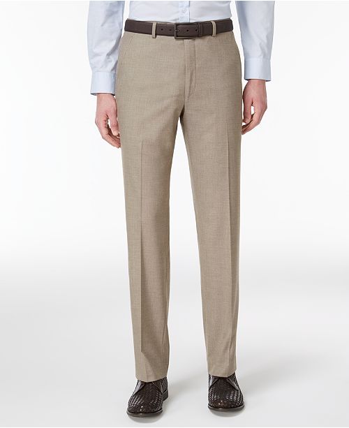Alfani Closeout Men S Slim Fit Traveler Light Brown Neat Pants