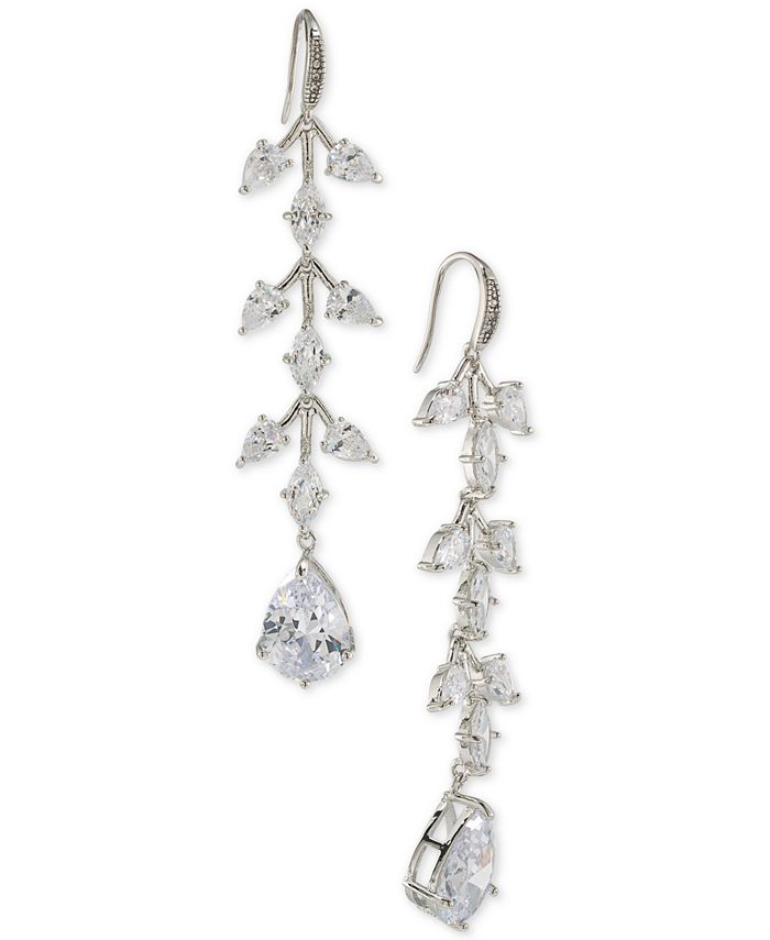 Carolee SilverTone Crystal Linear Drop Earrings Macy's