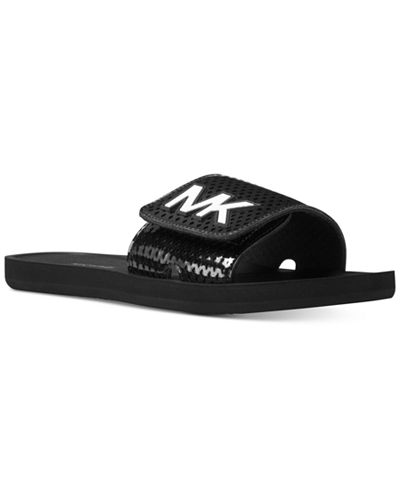 MICHAEL Michael Kors Heidi Embellished Flat Slide Sandals - Sandals ...