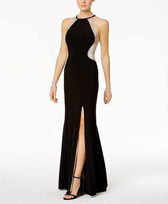 Xscape Sequined Illusion Halter Gown - Dresses - Women - Macy's