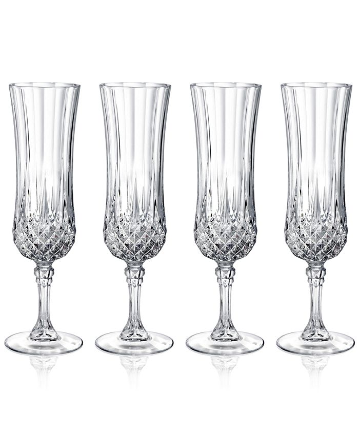 Crystal Champagne Flutes, Set of 8 Cristal De Flandre Crystal