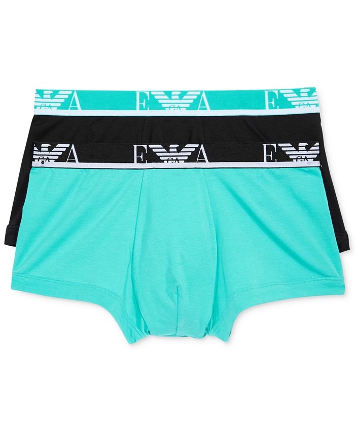 Emporio Armani Men's 2 Pack Cotton Stretch Eagle Logo Trunks & Reviews