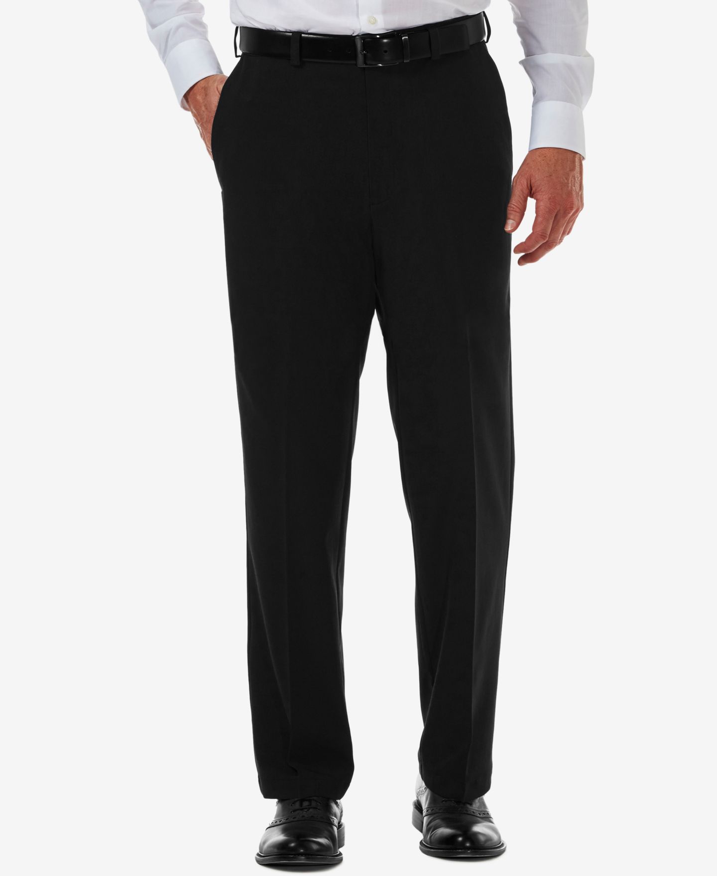 Мужские брюки Haggar Cool 18 PRO® Classic-Fit Expandable Waist Flat Front Stretch Dress Pants, цвет: Чёрный — фото 1