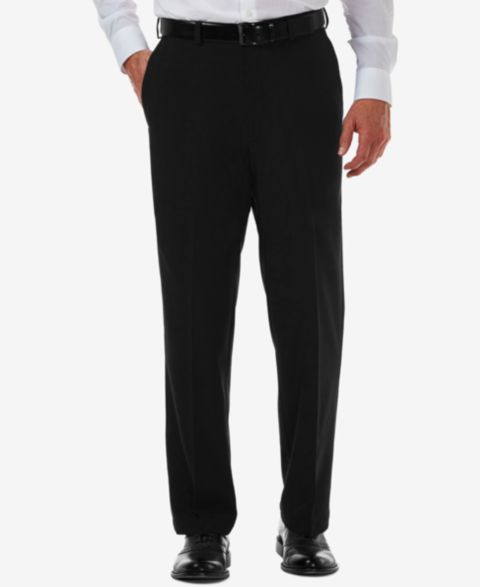 Мужские брюки Haggar Cool 18 PRO® Classic-Fit Expandable Waist Flat Front Stretch Dress Pants, цвет: Чёрный