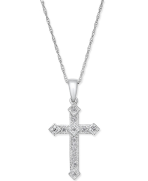 image of Diamond Cross Pendant Necklace (1/10 ct. t.w.) in 14k Gold or White Gold