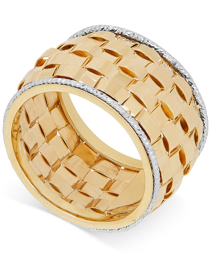 Gold basket weave ring sales