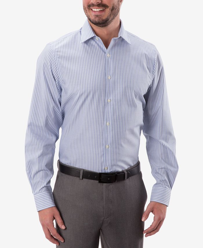 Michael Kors Men's Classic-Fit Non-Iron New Blue Stripe Dress Shirt ...