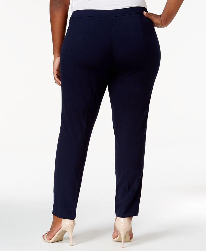 Calvin Klein Women's Plus Size Cropped Zipper-Pocket Pants Blue Size 18W