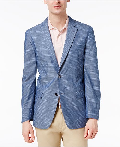 Tommy Hilfiger Men S Slim Fit Blue Pindot Soft Tailored Cotton