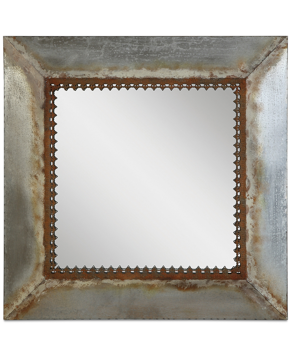 Square Metal-Framed Mirror - Silver