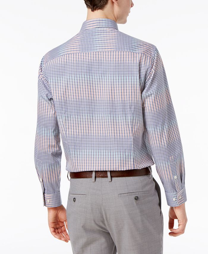 Bar III Men's Slim-Fit Stretch Coral Blue Gingham Dress Shirt, Created ...