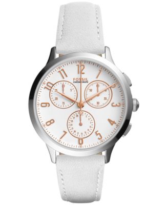 Fossil - Women's Chronograph Abilene White Leather Strap Watch 34mm CH4000
