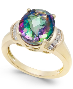 image of Mystic Topaz (4-9/10 ct. t.w.) and White Topaz (1/4 ct. t.w.) Ring in 14k Gold-Plated Sterling Silver