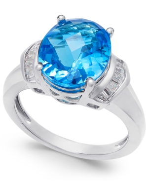 image of Swiss Blue Topaz (4-9/10 ct. t.w.) and White Topaz (1/4 ct. t.w.) Ring in Sterling Silver