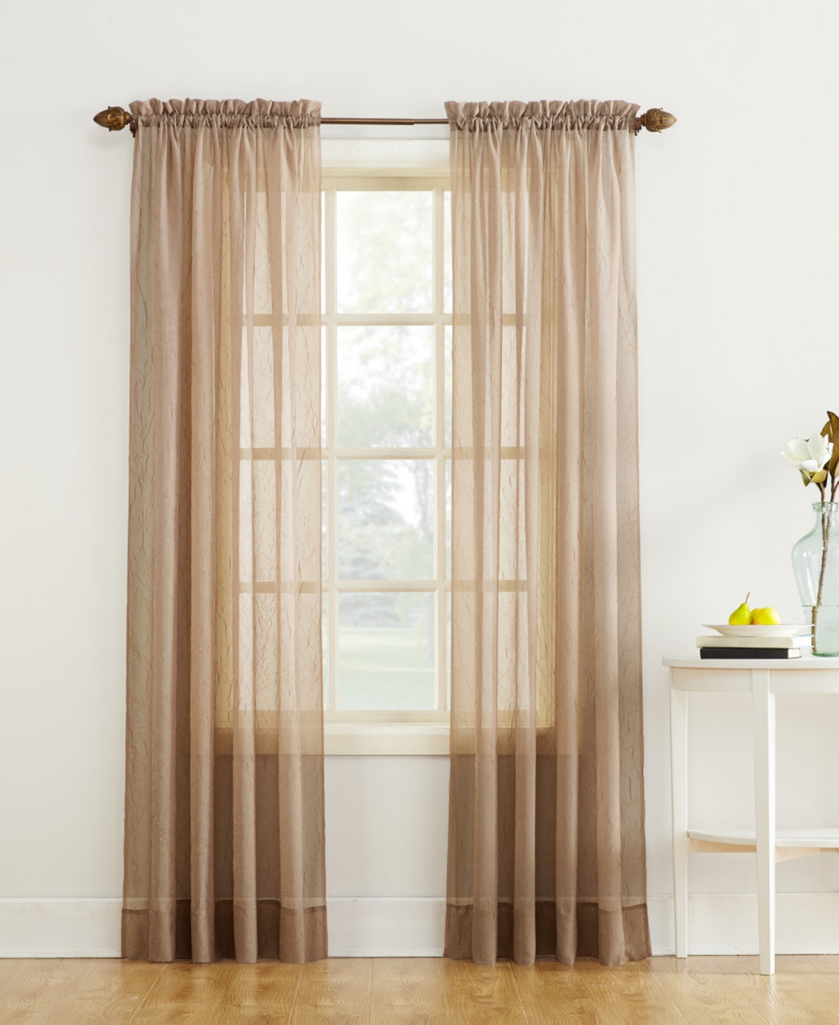 Crushed Sheer Voile Rod Pocket Curtain Panel