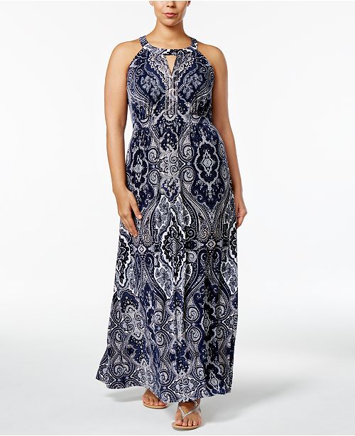 INC International Concepts I.N.C. Plus Size Beaded Maxi Dress, Created