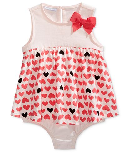 First Impressions Heart Print Skirted Cotton Romper Baby Girls 0