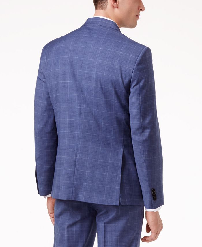 Tommy Hilfiger Men's SlimFit Stretch Performance Medium Blue Plaid